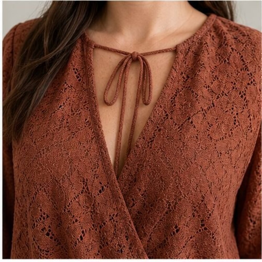 Rust Wrap Blouse - Picture 4 of 6